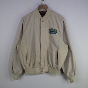 Vintage 80s Eddie Bauer Bumble Bee Alaska Bomber Jacket XL Tan Plaid Lined